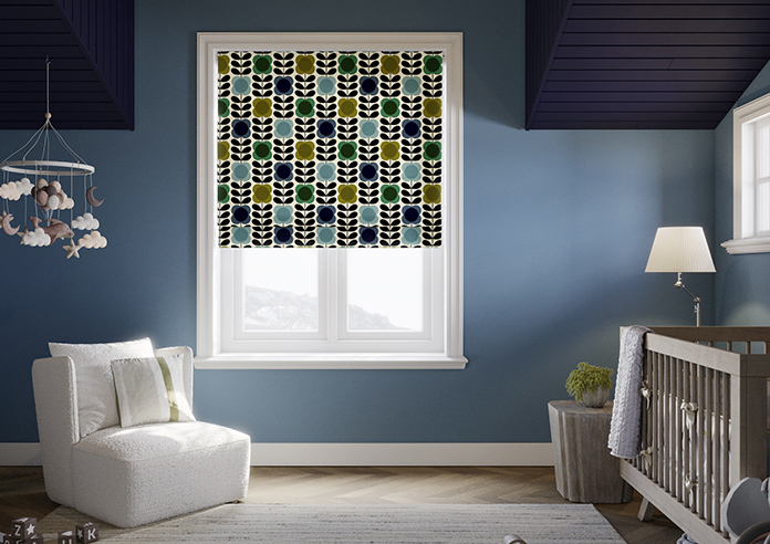 Orla Kiely Spot Flower Stem, Blue & Green - Roman Blind - Image 3